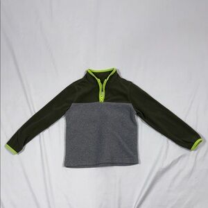 Kids' Olive and Gray Quarter-Zip Sweater